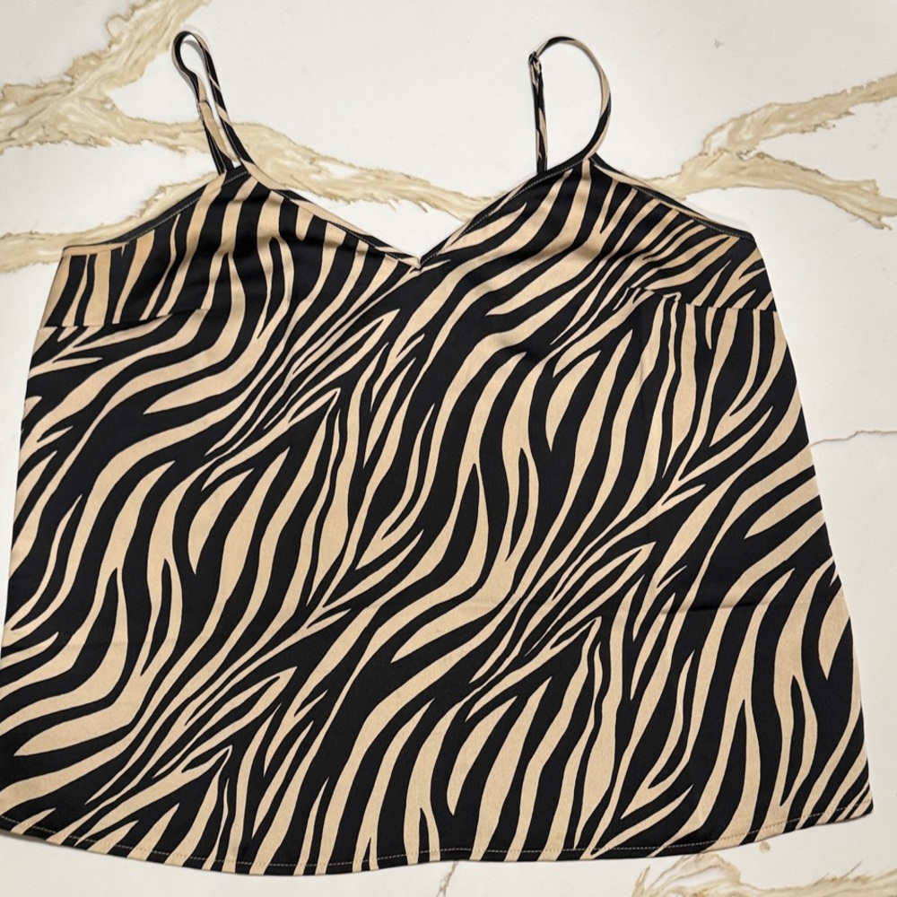 J. Crew Black and Tan Zebra Print Camisole